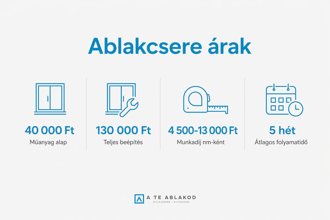 Áttekintő infografika az ablakcserével járó költségekről és szolgáltatási lehetőségekről