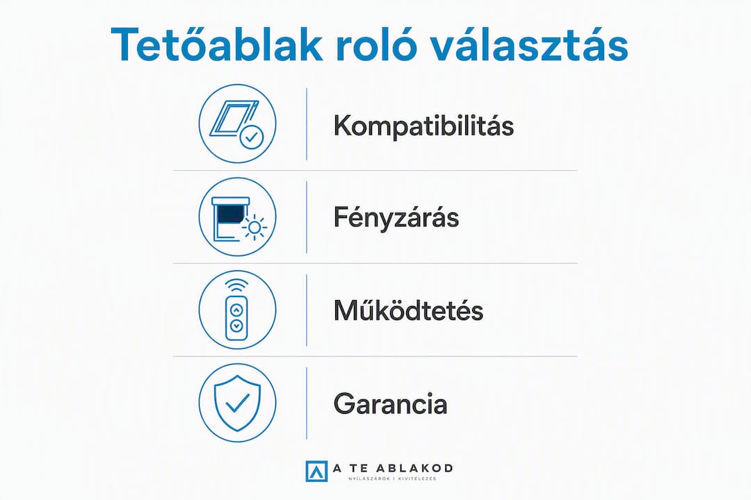Tetőablakra való roló kiválasztásának legfontosabb szempontjai – infografika