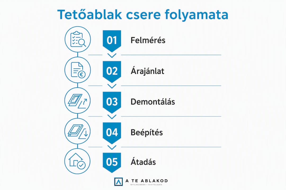 Tetőablakcsere lépésről lépésre – infografika