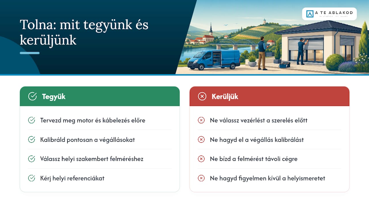 Mit tanultunk a Tolna megyei telepítésekből? — overview diagram