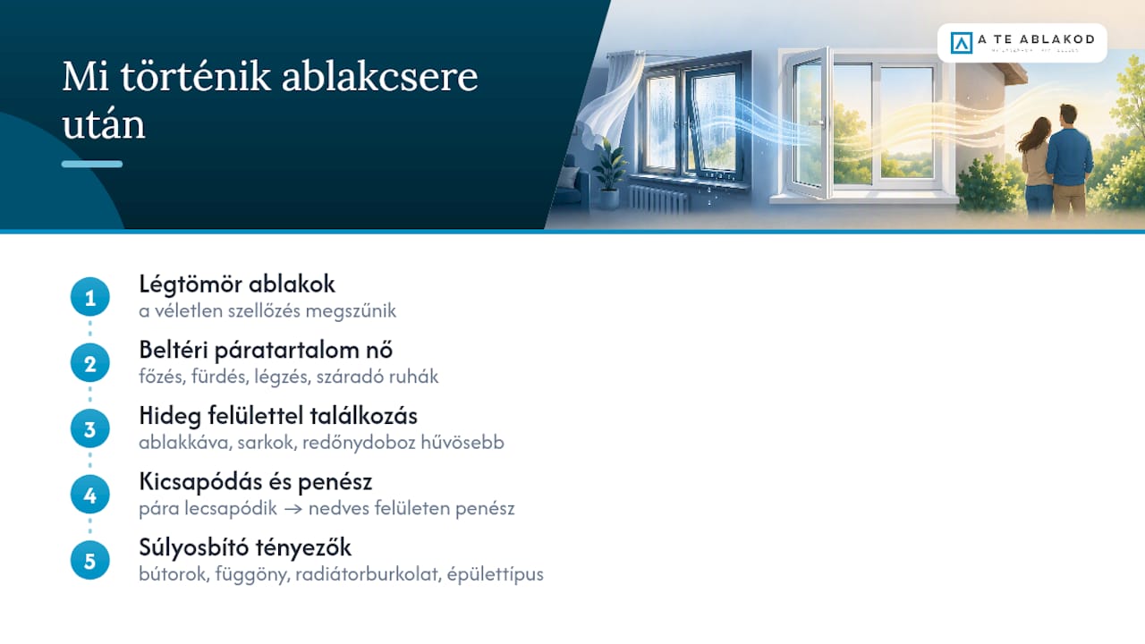Miért párásodik és penészedik a lakás ablakcsere után? — overview diagram