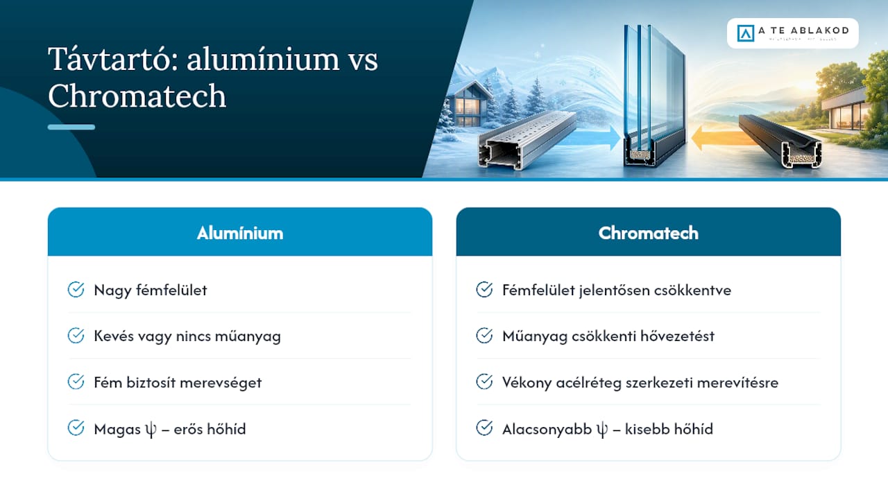 Alumínium és melegperemes távtartók összehasonlítása
