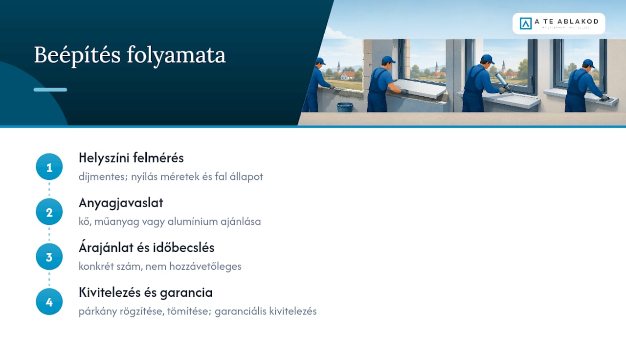 A párkánybeépítés négy lépéses menete