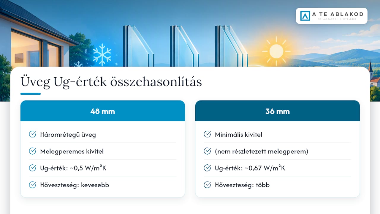 Kétféle üvegezési megoldás Ug értékének összehasonlítása