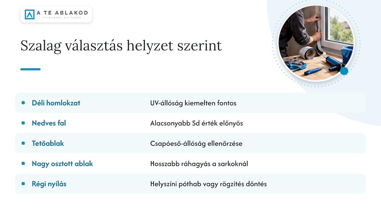 Páraáteresztő szalag kiválasztásának szempontjai