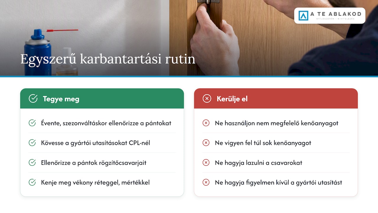 Az éves ajtópánt-karbantartás legfontosabb lépései