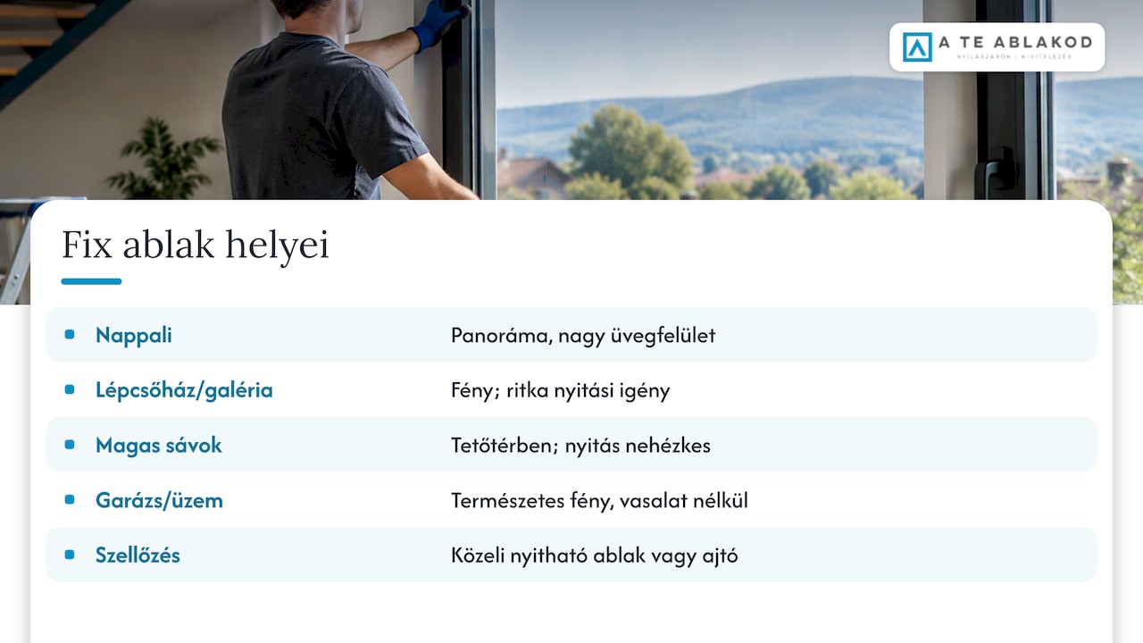 Fix ablakok ajánlott helyei otthon