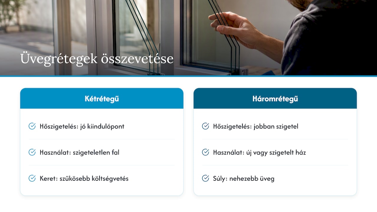 Kétrétegű és háromrétegű üvegezés összehasonlítása
